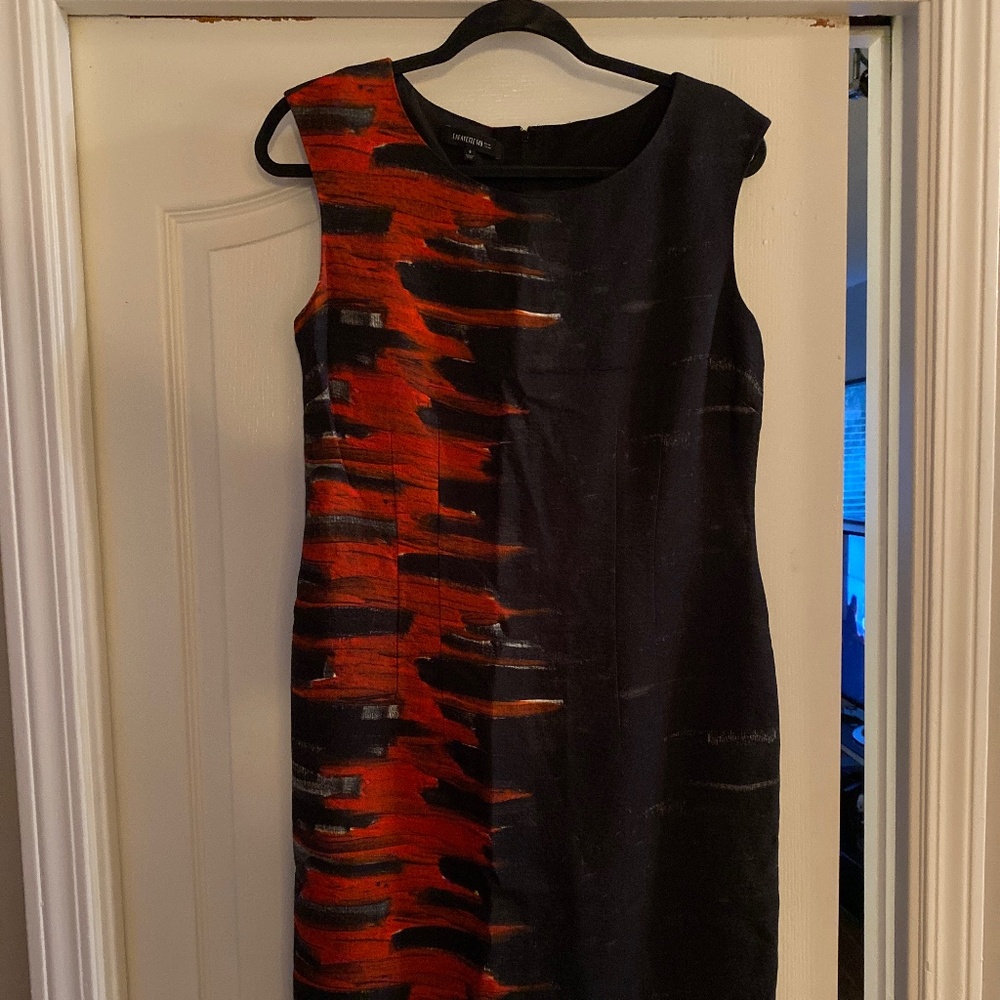 Black and red Lafayette 148 sheath dress